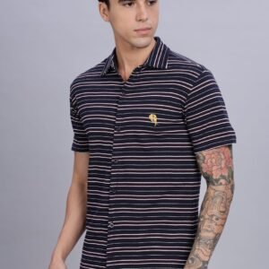 PR3 Shirts 008 – HS Navy Stripes || Half Sleeve Shirt