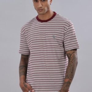 RFS007 || HS Maroon Stripes || Round Neck Full Sleeve T-Shirt