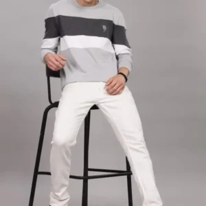 RFS010 || Grey Trio || Round Neck Full Sleeve T-Shirt