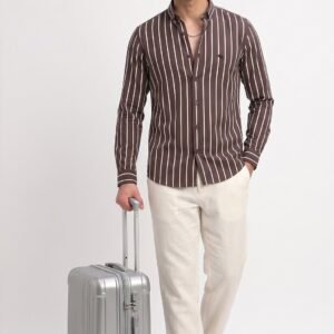 LS 005||BROWN STRIPES|| Full Sleeve Shirts || 100% Cotton